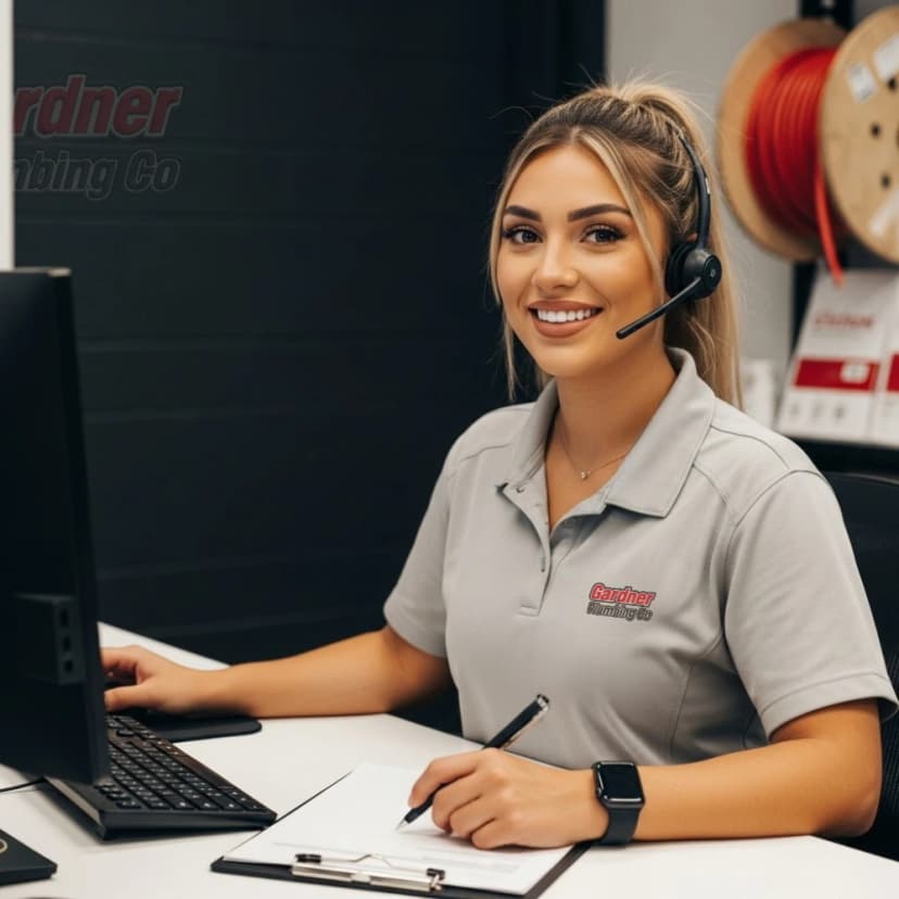 Gardner Plumbing Co. customer service representative ready to take your emergency call