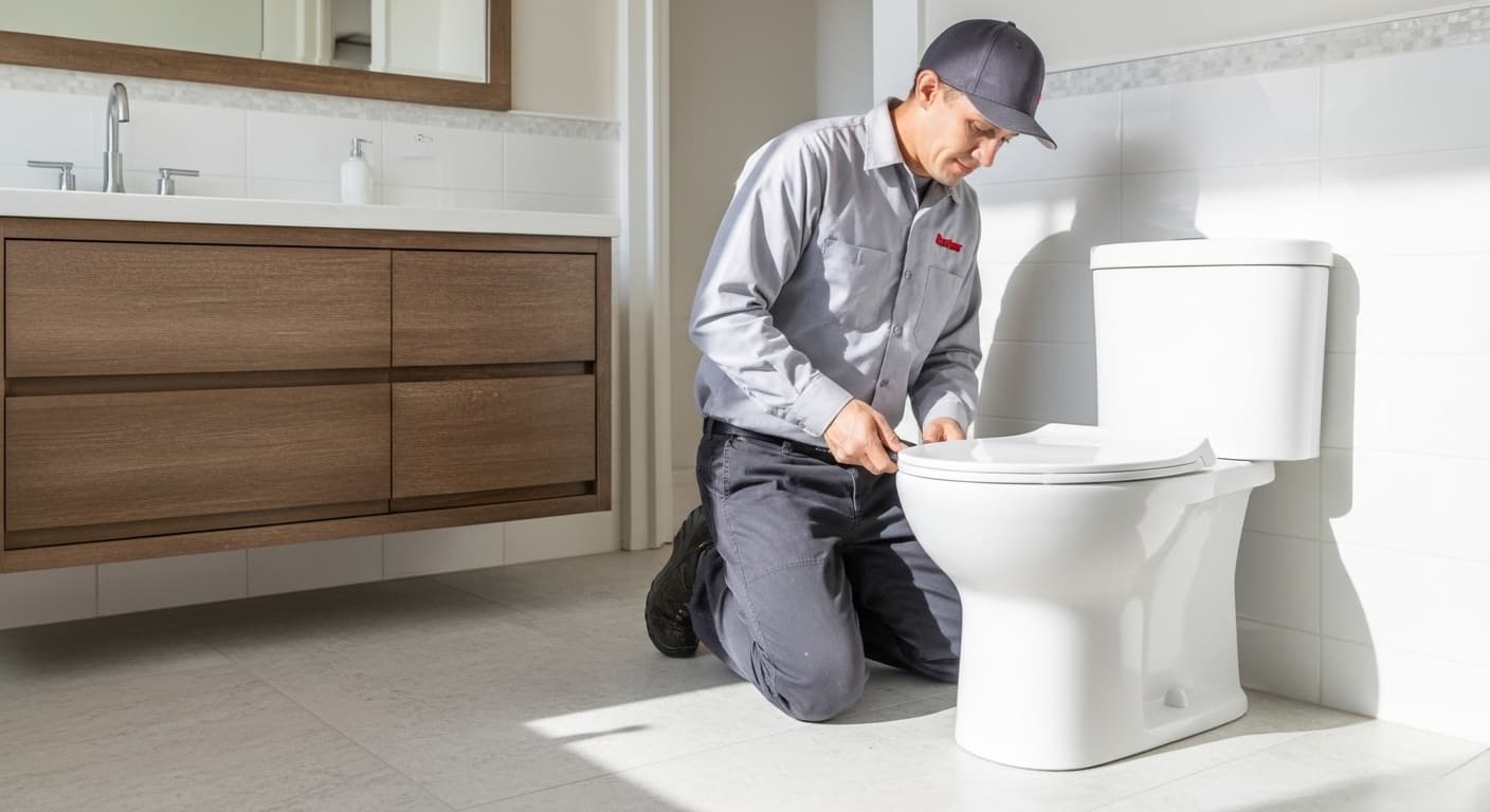 Professional toilet installation by licensed plumber